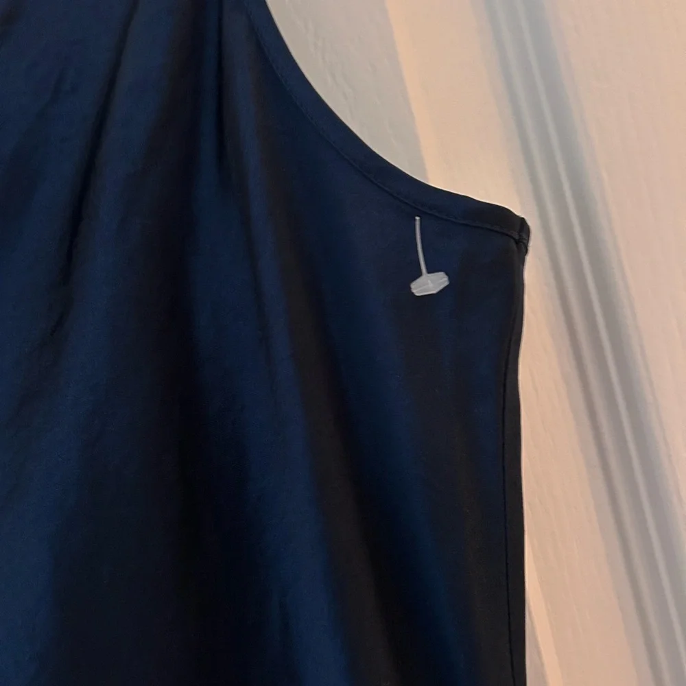 AllSaints Navy Blue Satin Slip Maxi Dress - Picture 3 of 5